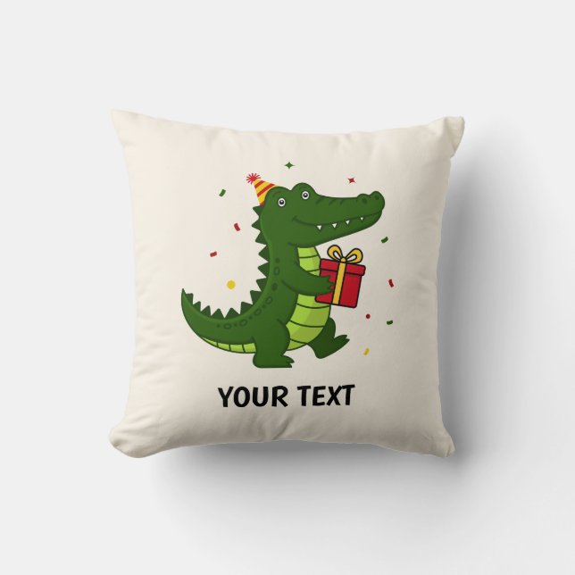 Cute Crocodile Gift Throw Pillow (Front)