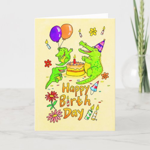 Cute Crocodile Happy Birthday Greeting card