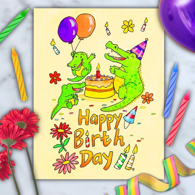 Cute Crocodile Happy Birthday postcard (Creator Uploaded)