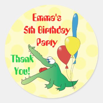 Cute Crocodile Kids Birthday Thank You Stickers by goodmoments at Zazzle