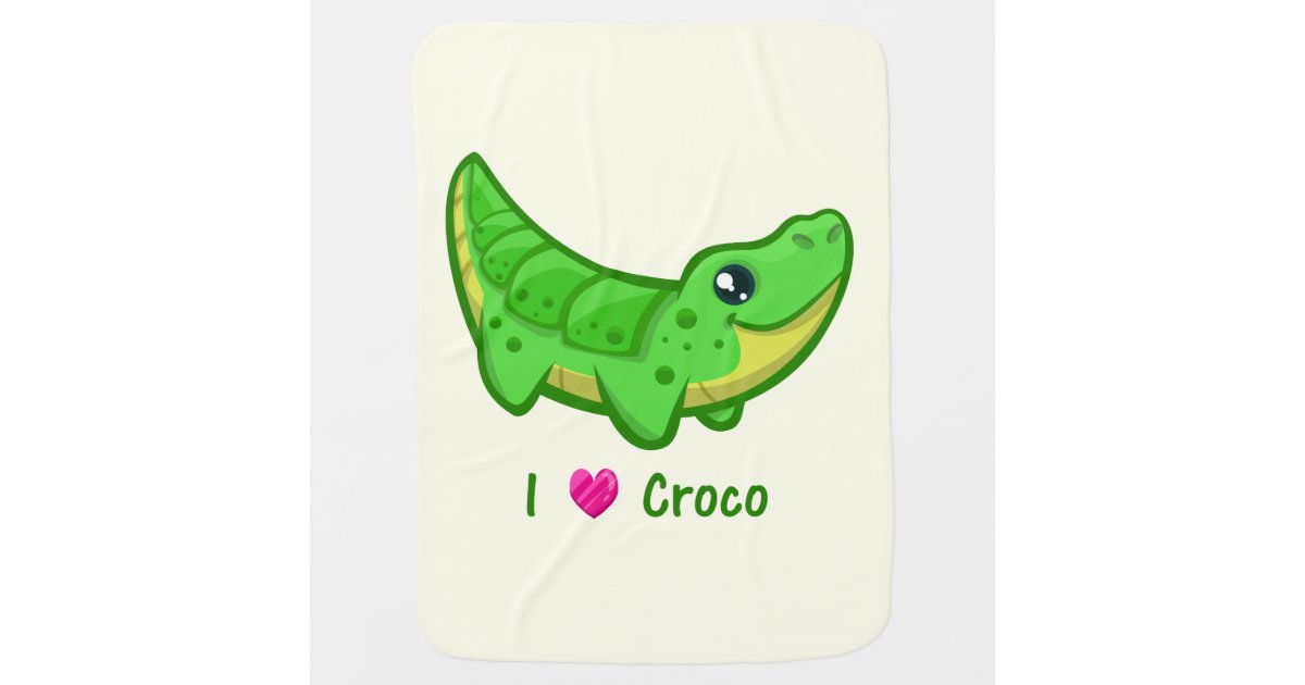 Cute crocodile love kawaii cartoon baby baby blanket | Zazzle