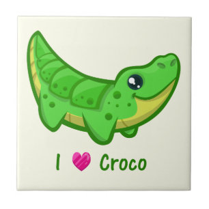 Cute crocodile love kawaii cartoon baby ceramic tile