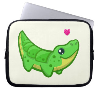 Cute crocodile love kawaii cartoon kids laptop sleeve