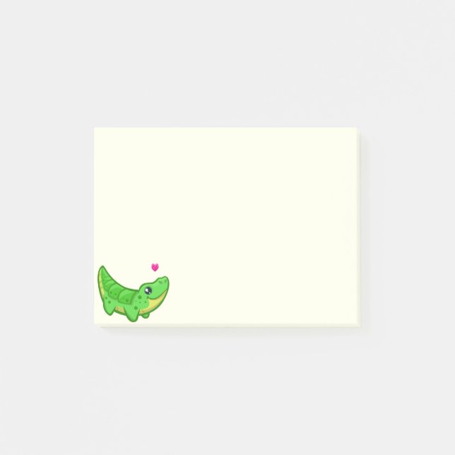 Cute crocodile love kawaii cartoon kids post-it notes (Front)