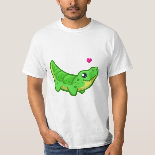 Cute crocodile love kawaii cartoon man T-Shirt (Front)
