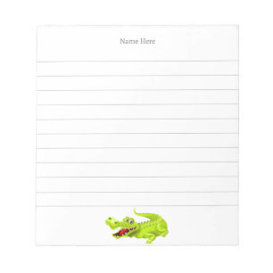 Cute Crocodile on White Lined Notepad