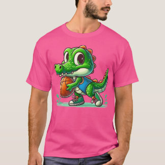 Cute Crocodile With A Basketball T-Shirt