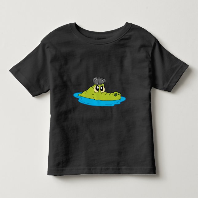 Cute Crocodile with Newsboy Cap - Funny Cartoon | Toddler T-shirt (Front)