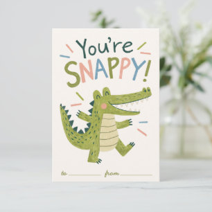 Cute Crocodile You’re Snappy Classroom Valentine Note Card