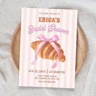 Cute Croissant bow bridal shower Invitation