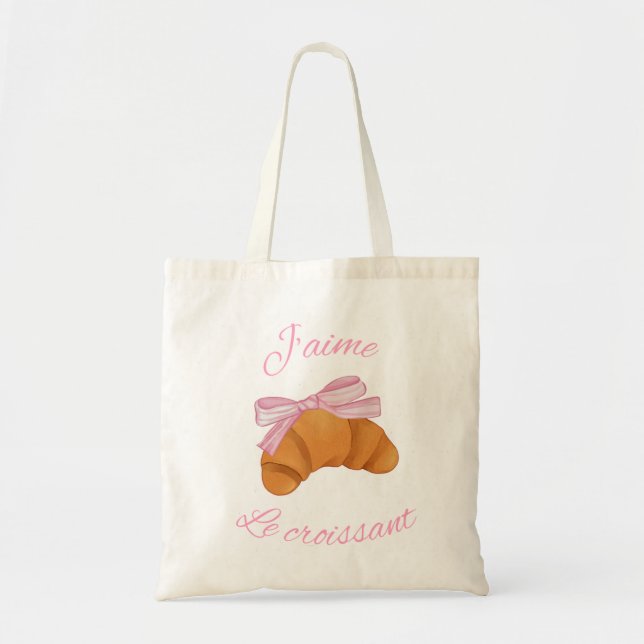cute croissant design tote bag (Front)