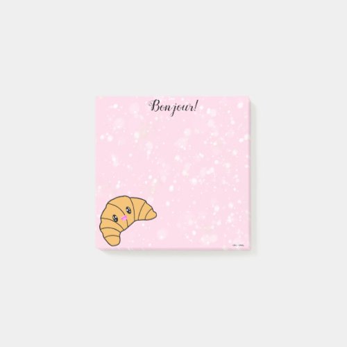 Cute Croissant Pink Sugar Bonjour Paris Kawaii Post_it Notes