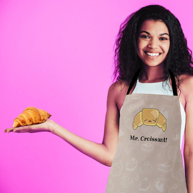 Cute Croissant with mustache Apron (Creator Uploaded)