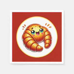 Cute  croissants lovers serving napkins