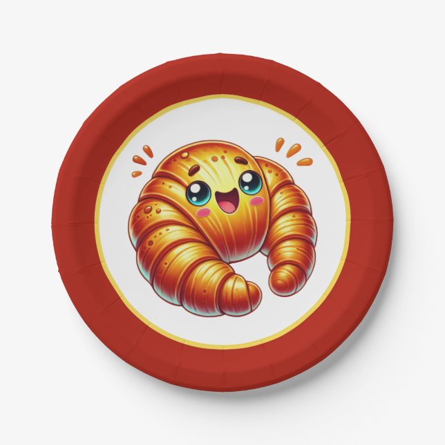 Cute  croissants lovers serving paper plates (Front)