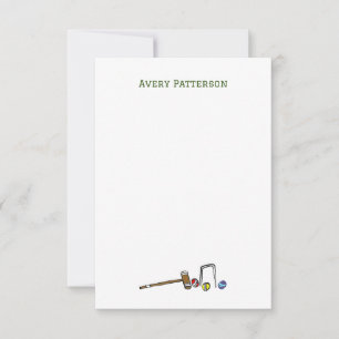 Cute Croquet Hand-Illustrated Preppy Boho Chic Note Card