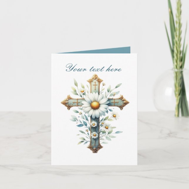 Cute Cross with roses customizable Card  (Front)
