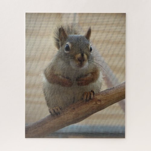 Cute Crouching Squirrel on Branch Jigsaw Puzzle