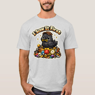 Cute Crow Treasure Collector Sticker | Funny Raven T-Shirt