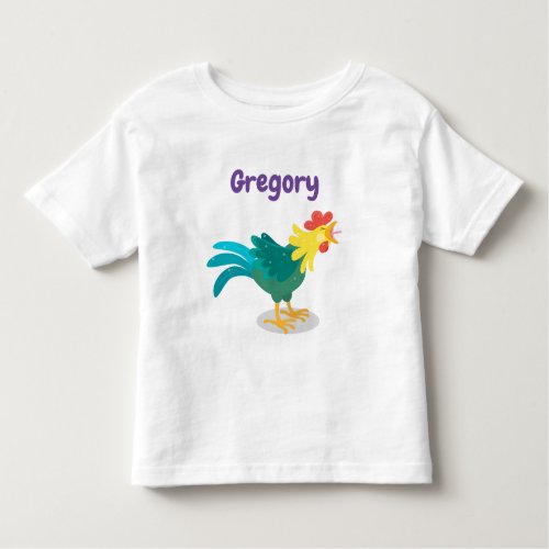 Cute crowing rooster cartoon illustration toddler t_shirt