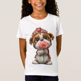 Cute Crown Puppy with Flowers – Adorable Dog Lover T-Shirt