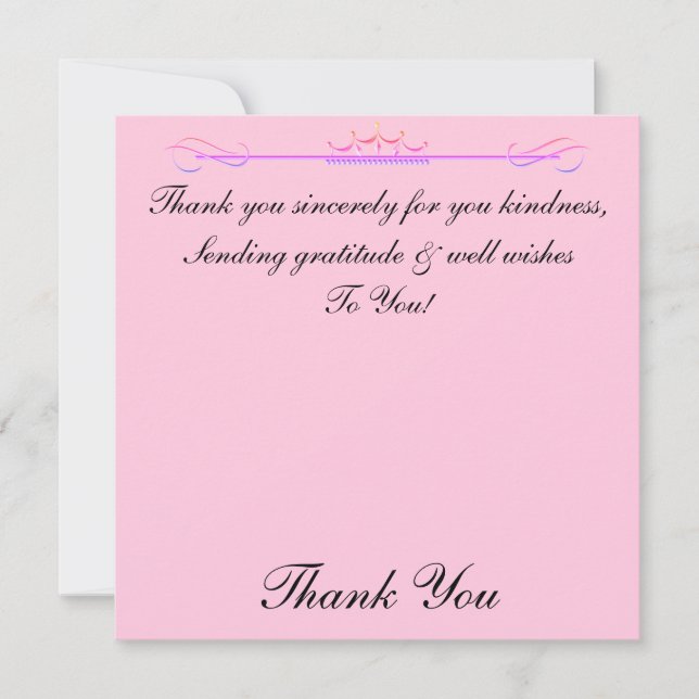 Cute Crown Thank You Sincerely Card (Front)