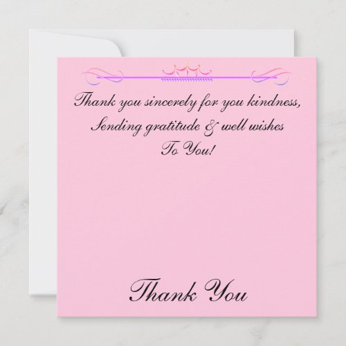 Cute Crown Thank You Sincerely Card