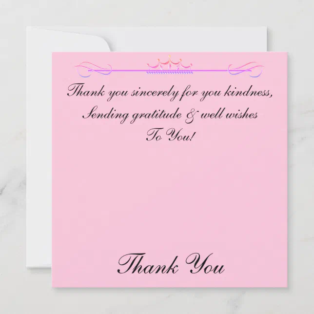Cute Crown Thank You Sincerely Card | Zazzle