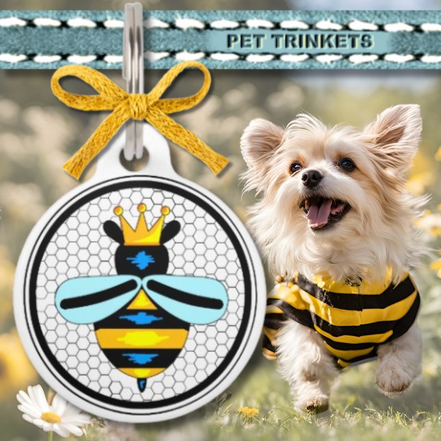 Cute Crowned Queen Bee Pet ID Tag (Creator Uploaded)