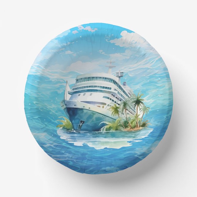 Cute cruise ship beach party paper bowls (Front)