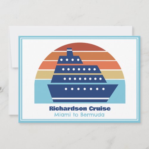 Cute Cruise Ship Family Trip Sunset Personalized Invitation