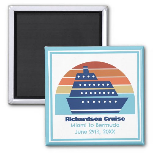Cute Cruise Ship Family Trip Sunset Personalized Magnet