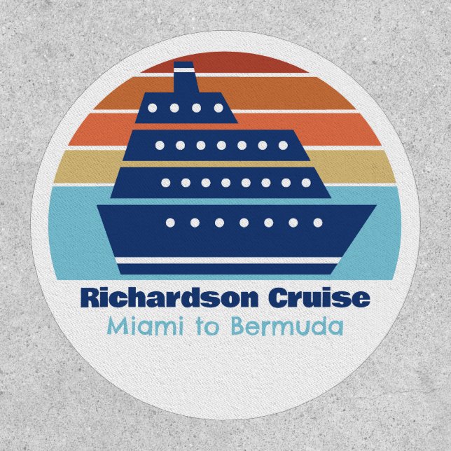 Cute Cruise Ship Family Trip Sunset Personalized Patch (Front)
