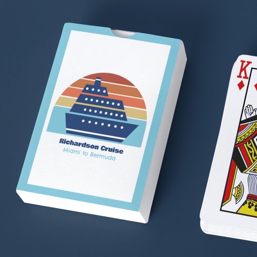 Cute Cruise Ship Family Trip Sunset Personalized Poker Cards