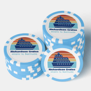 Cute Cruise Ship Family Trip Sunset Personalized Poker Chips