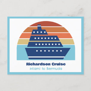 Cute Cruise Ship Family Trip Sunset Personalized Postcard