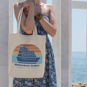 Cute Cruise Ship Family Trip Sunset Personalized Tote Bag