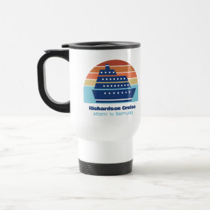 Cute Cruise Ship Family Trip Sunset Personalized Travel Mug