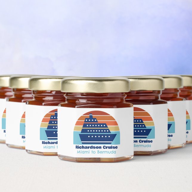 Cute Cruise Ship Trip Sunset Personalized Honey Jar Favors (Multi)