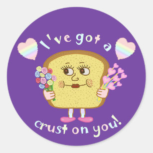 Cute Crust on You Valentine's Day Pun Classic Round Sticker