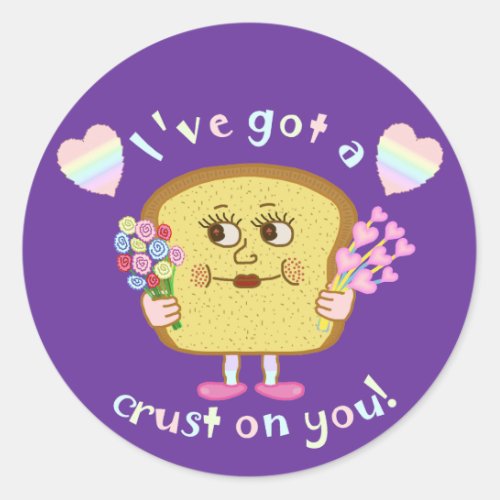 Cute Crust on You Valentines Day Pun Classic Round Sticker