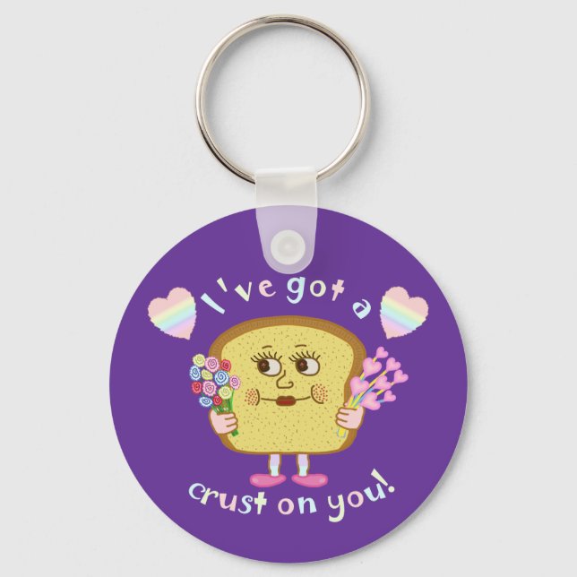 Cute Crust on You Valentine's Day Pun Keychain (Front)