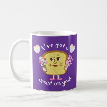 Cute Crust On You Valentine's Day Pun Purple Coffee Mug by HaHaHolidays at Zazzle