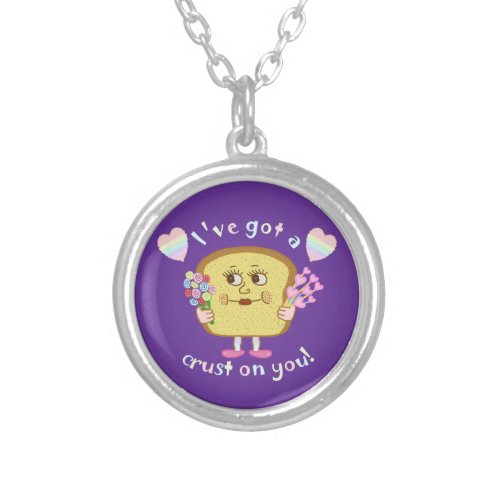Cute Crust on You Valentines Day Pun Silver Plated Necklace