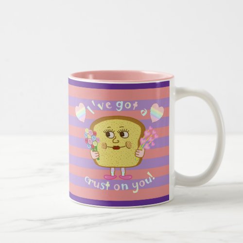 Cute Crust on You Valentines Day Pun Two_Tone Coffee Mug
