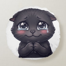 Cute Crying Black Cat Begging Canvas Wall Art