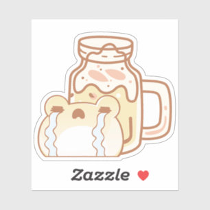 Cute crying frog with kawaii smoothie sticker