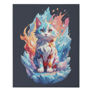 Cute Crystal Fantasy Cat Design Faux Canvas Print