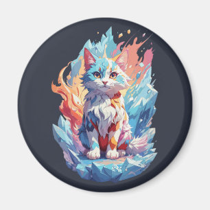 Cute Crystal Fantasy Cat Design Magnet
