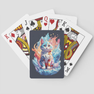 Cute Crystal Fantasy Cat Design Poker Cards